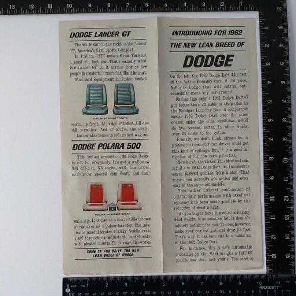 1961 Dodge 1962 Lancer Polara Dart Red White Cars 2+pg 21x13‎ Vtg 60s PRINT AD- - Picture 12 of 13